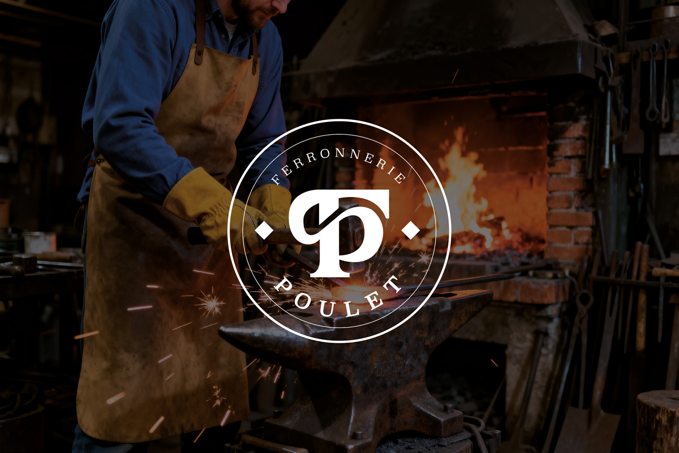 ferronnerie poulet logo ambiance atelier